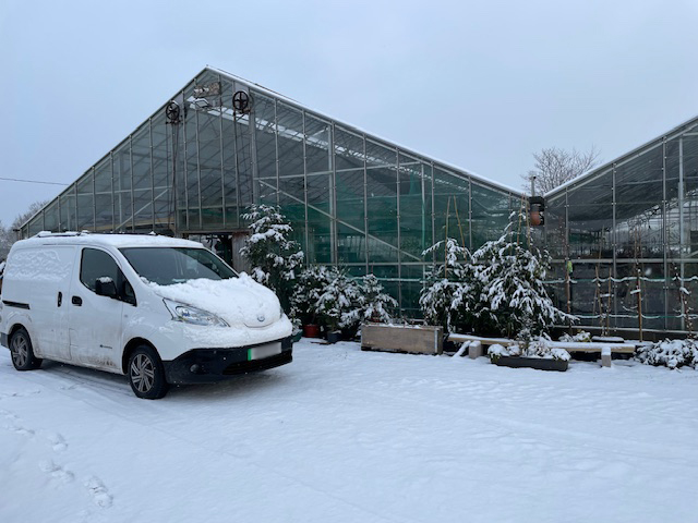 Yarrow Gardens Nursery Glasshouse in the Snow